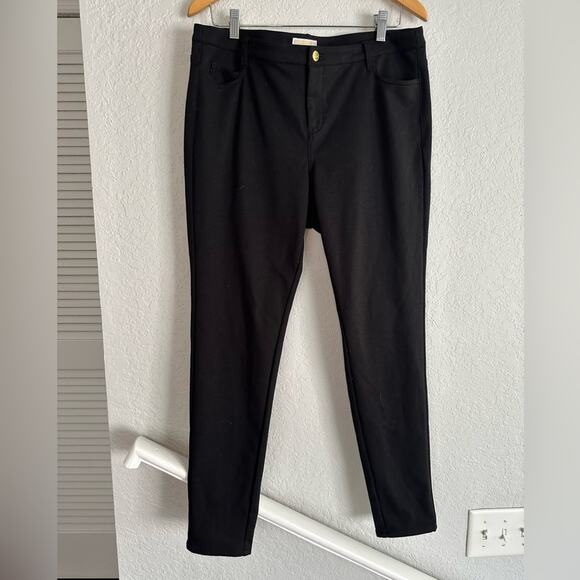 Michael Kors Pants - Michael Kors 14W Black Stretch Pants Gold Button Logo Plus
